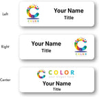 Custom Name Tags - Full Color Logo Name Tags - Scratch Resistant Metal Front & Hard Plastic Back (1x3 Inch, Silver)