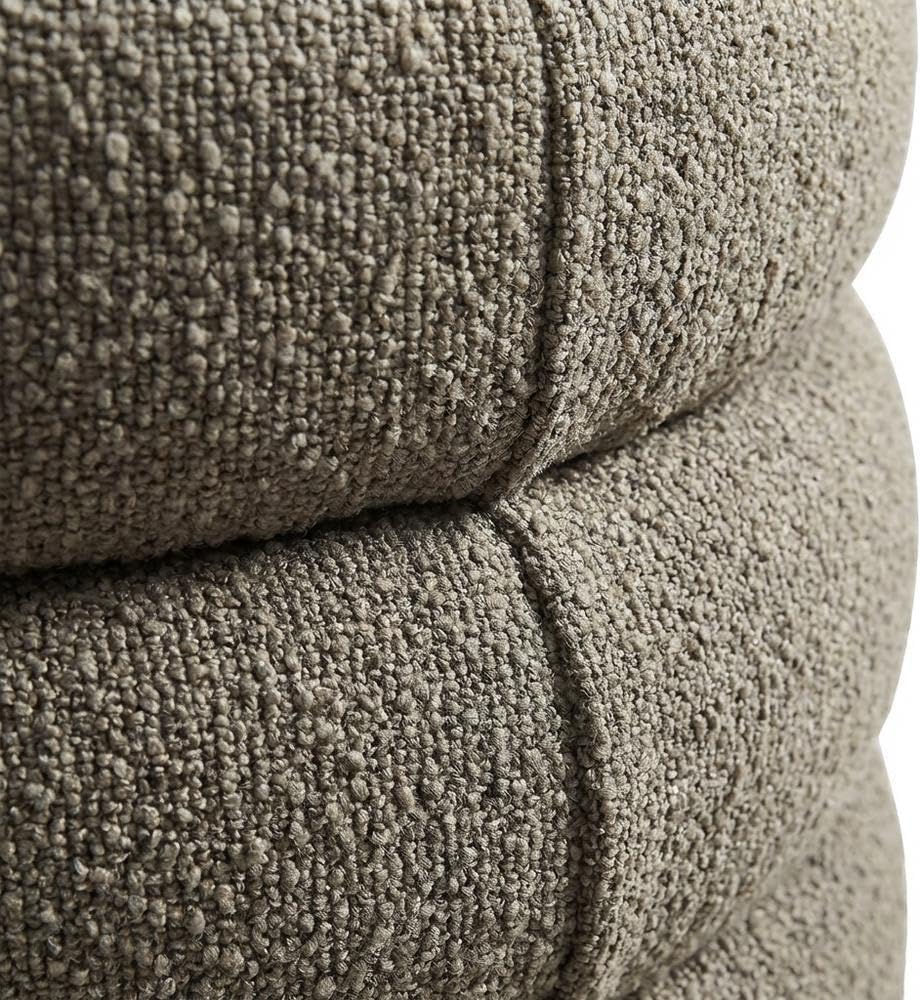 Gray Round Boucle Fabric Storage Ottoman, Indoor-Outdoor Seating, 17.3-Inch Diameter, Soft Boucle, Durable Structure