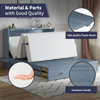 ijuicy Murphy Cube Bed Queen with Memory Foam Mattress-Grayish Blue | USB Charging, Extra Large Drawers, Side Storage for Guests/Room