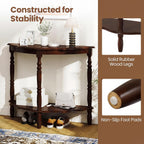 Giantex 42" Half Moon Console Table, 2-Tier Semi-Circle Entryway Table with Storage Shelf & Carved Rubber Wood Legs, Vintage Round Curved Sofa Tables for Living Room, Hallway, Entrance