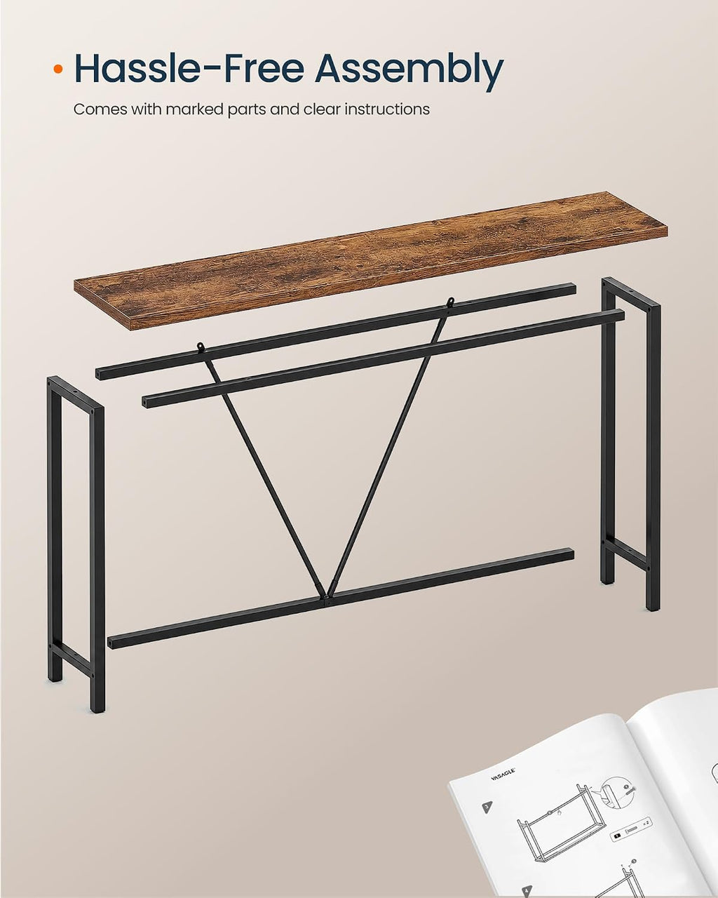 SONGMICS HOME Entryway Console Table, Behind Couch Table, for Living Room, Bedroom, Easy Assembly, Rustic Brown