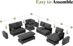 130" Sectional Couches for Living Room, Modular Sectional Sofa, Grey | Sofa Converts to Sleeper, Throw Pillows