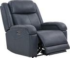 Watson & Whitely Oversized Genuine Leather Power Recliner Chairs for Big and Tall, Wall Hugger Recliner with Power Headrest & Charging Ports, Extra Large Reclining Chair for Living Room, Navy Blue