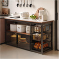 Sintered Stone Kitchen Island Table, Heavy Duty Microwave Stand | With Pull Out Baskets, Kitchen Storage Rack With Glass Doors, 40mm Steel Frame, 50kg Load(White,80x40x81cm)