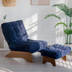 MAXYOYO Accent Chair with Ottoman, Lounge Chair with Adjustable Backrest | Tufted Living Room Chair Upholstered Lounge Chair with Footrest Set, Modern Chair for Reading Room, Navy