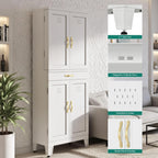 YITAHOME 71" Metal Kitchen Pantry Storage Cabinet with 4 Doors, 4 Adjustable Shelves, 1 Drawer and 8 Door Racks, Tall Freestanding Steel Cupboard for Home Kitchen Living Dining Room, White