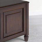SIMPLIHOME Connaught Entryway Storage Bench - 51 inch Wide Solid Wood Storage Trunk Seat in Dark Kona Brown, Traditional Bench for Entryway or Living Room with Lift-Up Lid and Decorative Moulding