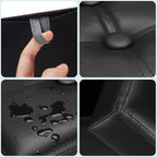 Bsketa Storage Ottoman Foot Rest Stool, Small Leather Storage Ottomans Bench, Folding Footstool with Side Pockets, Foot Rest Under Desk for Living Room Bedroom, 17x13x13 in, Black