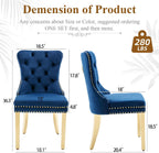 civama Dining Room Chairs Set of 4, Velvet Nikki Collection Dining Chair Upholstered Modern Tufted Kitchen Chair with Nailhead Back Pull Ring Golden Steel Legs, Blue