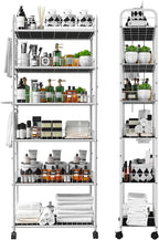 10in 6 Tier Slim Storage Cart with Wheels, Narrow Space Rolling Shelving Unit with Handle, Metal Wire Mobile Organizer Rack for Kitchen Bathroom Office Laundry