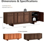 65.6" Mid Century Modern TV Stand for 75 Inch TV, Walnut | Media Console Cabinet with Storage, Skeletal Lines Design, Wood Grain Finish, Entertainment Center for Living Room, Bedroom
