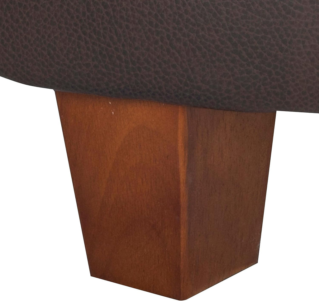 HomePop 24" Round Leatherette Storage Ottoman - Chocolate Brown