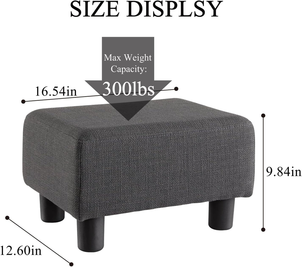 O2B Modern Foot Stool, Boucle Stool Footrest Ottoman, Upholstered Rectangular Footstool Ottoman with Legs, Step Stool for Living Room, Office, Patio (Dark Grey)