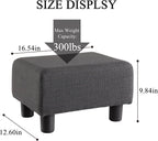O2B Modern Foot Stool, Boucle Stool Footrest Ottoman, Upholstered Rectangular Footstool Ottoman with Legs, Step Stool for Living Room, Office, Patio (Dark Grey)