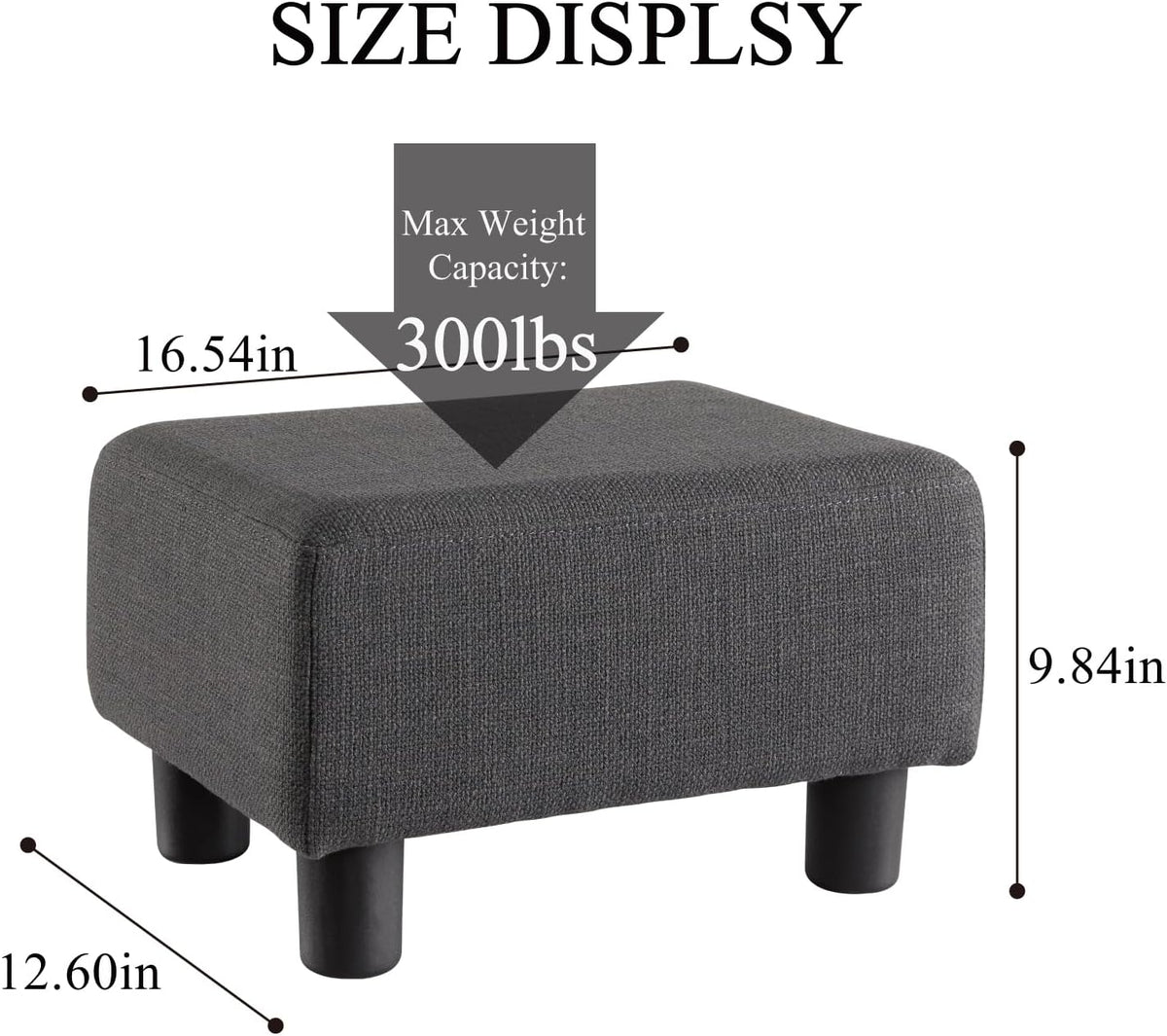 O2B Modern Foot Stool, Boucle Stool Footrest Ottoman, Upholstered Rectangular Footstool Ottoman with Legs, Step Stool for Living Room, Office, Patio (Dark Grey)