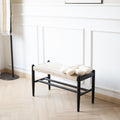 Solid Wood Entryway Bench with Shoe Storage, Rustic Oak Wood and Woven Design 31.5 Inch Long Seating for Living and Dining Rooms,Black