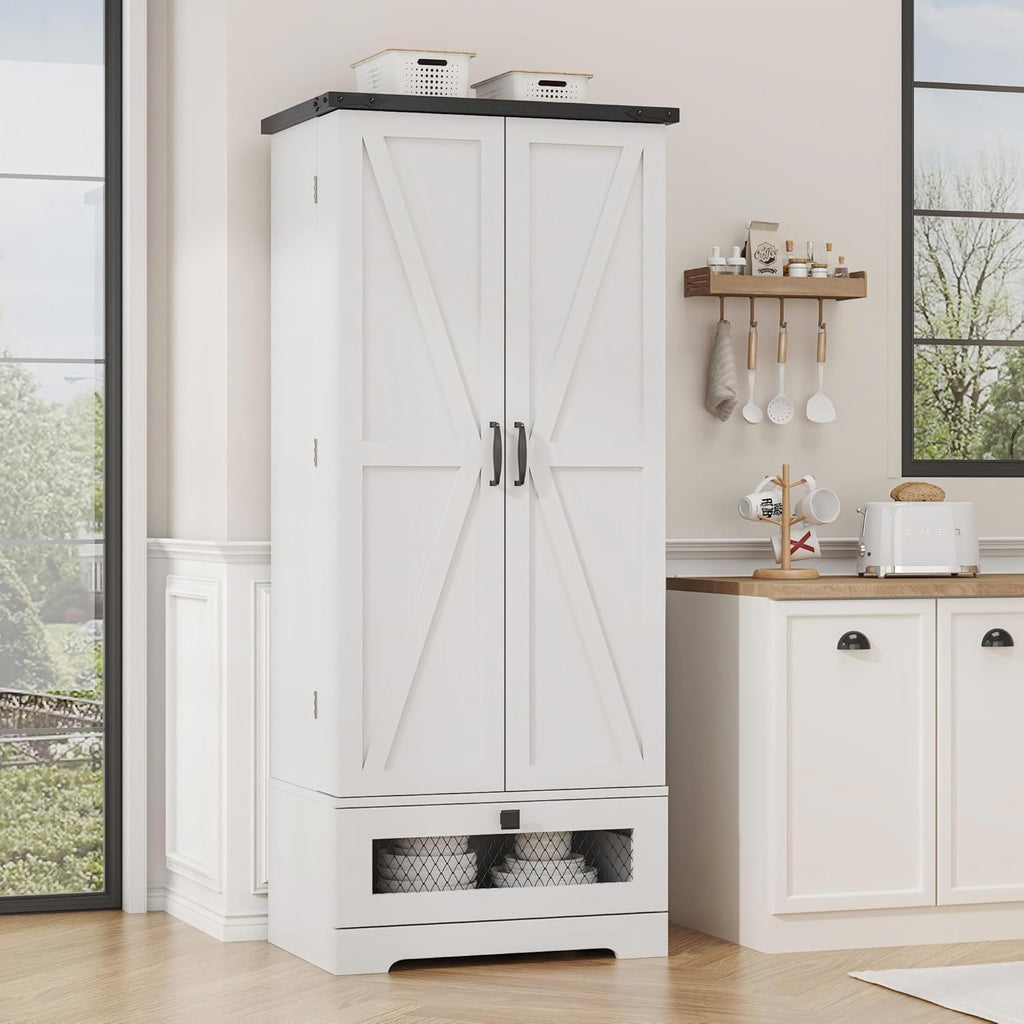 kepptory 55" Pantry Storage Cabinet with Adjustable Shelvesand Drawer, Buffet Cupboard for Kitchen