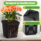 Square Nursery Pots 5.5 Inch, Plastic Plant Pot with Drainage Holes, Reusable Seedling Starter Pots Garden Flower Pots Planters for Indoor Plants, Transplanting, Succulents, Cuttings