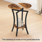 HOOBRO Round Side Table 15.7", 2-Tier Sofa End Table, Small Storage Nightstand, for Small Spaces, Living Room Bedroom Accent Table, Rustic Brown and Black BF180BZ01