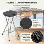 LDAILY Folding Stool, 28’’ Folding Bar Stool with Handle, Footrest, Anti-Slip Foot Pads and Steel Frame, Collapsible Round Stool Chair for Outdoor, Indoor, Garden, Camping, Fishing, Black (1)