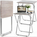 Geetery 2 Pack Folding TV Tray Tables No Assembly Required 18.9 x 15 x 26 in Dinner Table Foldable Snack End Table for Bed Couch Eating Living Room Bedroom (Light Brown)