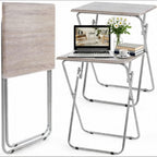 Geetery 2 Pack Folding TV Tray Tables No Assembly Required 18.9 x 15 x 26 in Dinner Table Foldable Snack End Table for Bed Couch Eating Living Room Bedroom (Light Brown)