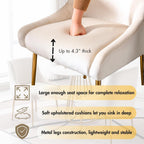Hyfirm Modern White Dining Room Chairs Set of 2, Upholstered Velvet Dining Chair with Gold Metal Legs Accent Side Chairs for Living Room Kitchen