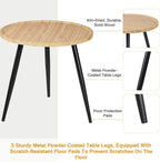 VECELO Modern Side Table, Round Small End Table, Exclusively Designed Hand-Crafted Small Nightstand, Solid Wood,Oak top with Black Metal Legsfor Bedrooms, Living Rooms, 2-Pack