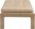 Merax 48.4" Rectangle Tufted Upholstered Cocktail Ottoman, Leather Ottoman Coffee Table, PU Leather Ottoman for Living Room, Bedroom, Office,Taupe Brown