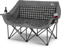 Bolosy Double Camping Chair Oversized Loveseat Heavy Duty 2 Person Camp Chair with Cup Holder Lawn ChairDuo Chair for Camping, Beach, Lawn, Picnics, Fishing, Sports,Supports 650 LBS, Grey