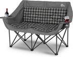 Bolosy Double Camping Chair Oversized Loveseat Heavy Duty 2 Person Camp Chair with Cup Holder Lawn ChairDuo Chair for Camping, Beach, Lawn, Picnics, Fishing, Sports,Supports 650 LBS, Grey