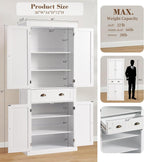 KIGOTY 72" Tall Kitchen Pantry Cabinet with Drawer and 4 Adjustable Shelves, Freestanding Pantry Storage Cabinets, Wood Cupboard Pantry Cabinet for Kitchen, Dining Room, Living Room, Off White