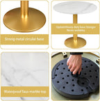 30 Inch Round Dining Table, Modern Tulip Bistro Table with White Faux Marble Top and Weighted Gold Pedestal Base, Small Kitchen Table for 2-4 People, Mid Century Style for Dining Room, Cafe, Office