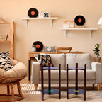 Thyle 2 Pack Record Player Stand Retro 2-Tier End Table Small Sofa Coffee Side Tables Nightstand Bedside Stand Bedroom Record Holder and Multi-Functional End Table for Living Room