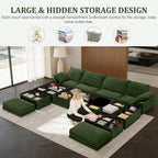 Upgrade Couch with Storage, Extra Deep&High Seat Modular Sectional Sofa 4 Seater U Shaped Cloud Couch with Ottoman, Tool-Free Assembly Sectional Couches for Living Room