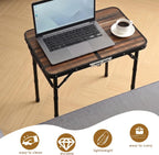 Folding TV Dinner Tray Table, Adjustable Height Sofa Snack Table | Portable Table with Storage Net, Lightweight Aluminum Couch End Table for Living Room, Bedroom, Camping, Patio, Rustic Brown