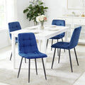 Velvet Dining Chairs Set of 4, Mid Century Upholstered Blue Dining Chairs Tufted Upholstered Kitchen Chairs Set of 4 for Dining Room, Bedroom, Living Room (Blue, Set of 4)