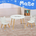 3-Piece Kids Table Chair Set White Round Play Furniture | Kids Activity Table and 2 Chairs Set, 3-Piece Folding Play Table Set, Pastel Multicolor for Home Daycare Playroom, White