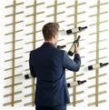 60-Bottle Wall Mounted Wine Rack, 5 Pack Modular Metal Wine Holder, Detachable DIY Wine Storage Rack, Wall Wine Bottle Display for Kitchen Dining Room Pantry Bar (Gold)