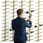 60-Bottle Wall Mounted Wine Rack, 5 Pack Modular Metal Wine Holder, Detachable DIY Wine Storage Rack, Wall Wine Bottle Display for Kitchen Dining Room Pantry Bar (Gold)