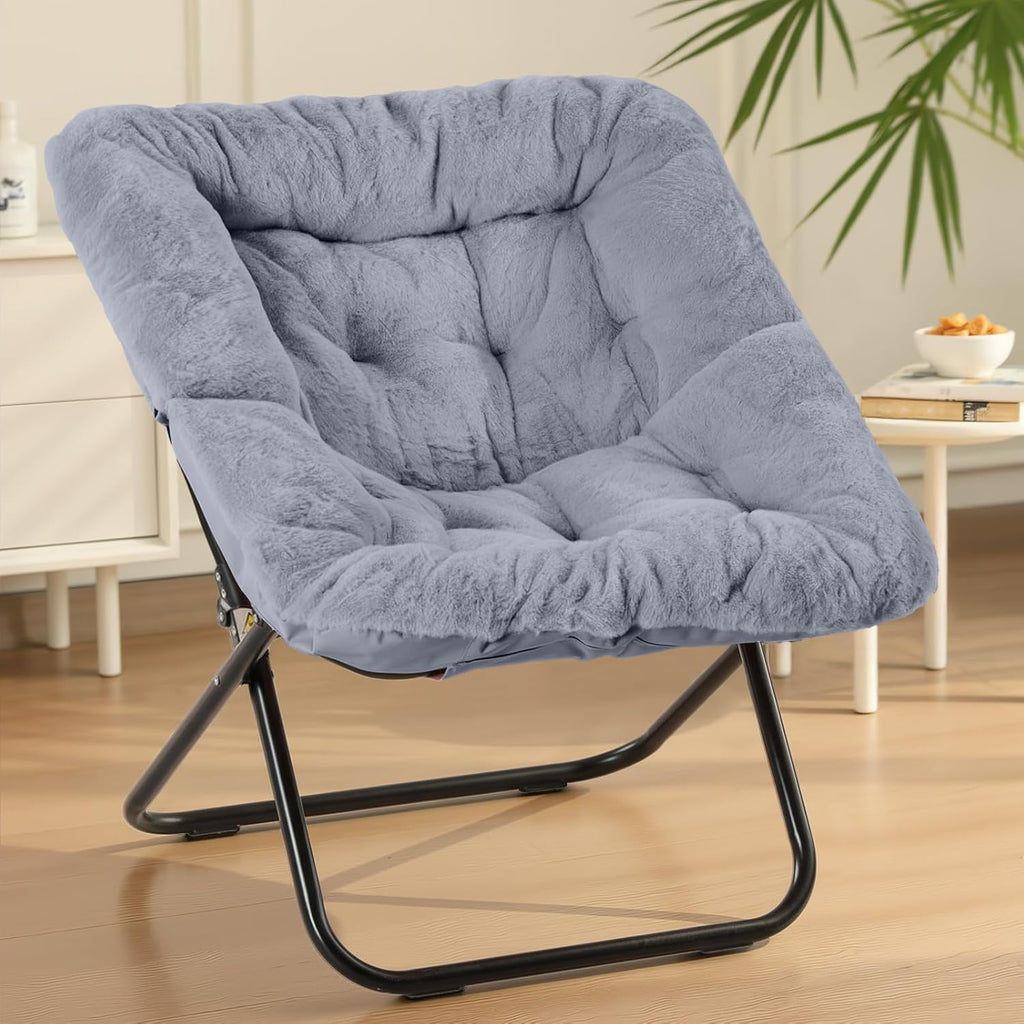 Sweetcrispy Comfy Chair for Adults, Foldable Living Room Chair, Soft Faux Fur Lounge for Bedroom Dorm Rooms, Comfortable Reading Chair for Teens, X-Large