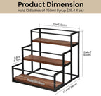 THYGIFTREE 3-Tier Coffee Syrup Organizer for 12 Bottles,Rotating Coffee Syrup Rack for 4 Bottles for Coffee Bar Station, Black