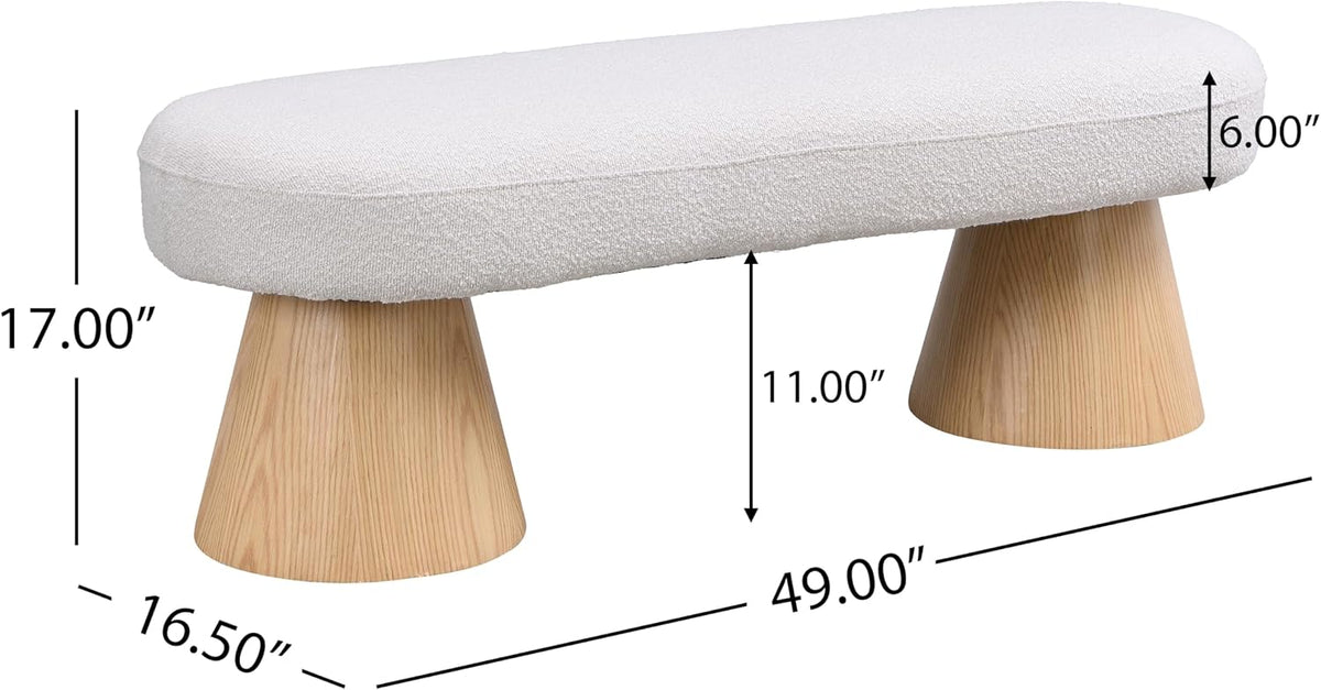 LUMISOL Upholstered End of Bed Bench, Dining Bench for Dining Room, Modern Stool Ottoman for Bedroom, Living Room, Dining Room, Entryway, Beige