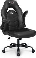 N-GEN Gaming Gaming Chair, Lumbar, PU Leather, Flip-Up Arms, Jet Black | Ergonomic High-Back Design, Adjustable Height with 360° Swivel Wheels, Comfortable Computer Desk Seating for Office and Home