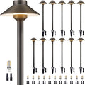 Brass Low Voltage Path Lights, 12V Landscaping Pathway Light IP65 Waterproof, Wired Walkway Lighting Outdoor, LED Bronze for Lawn Backyard with 3W 3000K Soft White G4 Bulb (12 Pack)