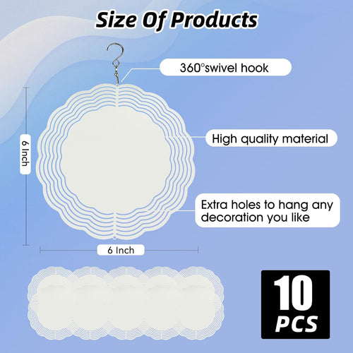 10 Pack Sublimation Wind Spinner Blanks 6 Inch Wind Spinners Sublimation Blanks 3D Aluminum Metal Wind Spinners for Yard and Garden Indoor Outdoor Window Porch Decoration Round (10 Pcs 6 Inch)