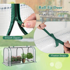 Mini Greenhouse, 47" x 22" x 24" Portable Greenhouse with Roll-Up Door, Ground Stakes, Metal Frame, Waterproof & Sun-Protective PE Cover, Small Green House for Outdoors & Indoors (White)