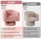 Kromax Swivel Accent Chair, Mid Century 360 Degree Barrel Chair with Armrest, Overstuffed Tufted Velvet, Ideal for Living Room, Bedroom, Reading Room, Light Pink