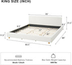 Merax King Size Boucle Upholstered Platform Bed Frame with Headboard,Modern Soft Fabric for Bedroom with Wood Slats Support for Bedroom