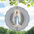 Virgin Mary Prayer Wind Spinner, Metal Wind Spinners Outdoor Indoor, Virgin Mary Cross Hanging Garden Decor for Outside, Stainless Wind Spinners for Yard and Garden 10 inch 3D (25.76X25 CM)